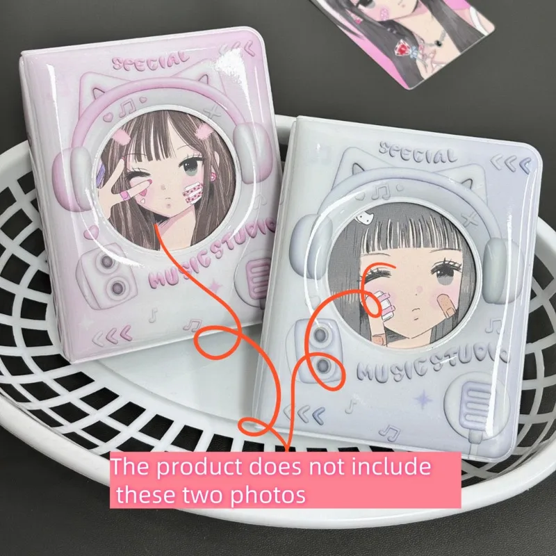 3-inch Kawaii Mini Kpop Photo Albums Hollow Circular Y2k Card Holders Idol Photocards Binders Cute Printed Photocard Bags Girls