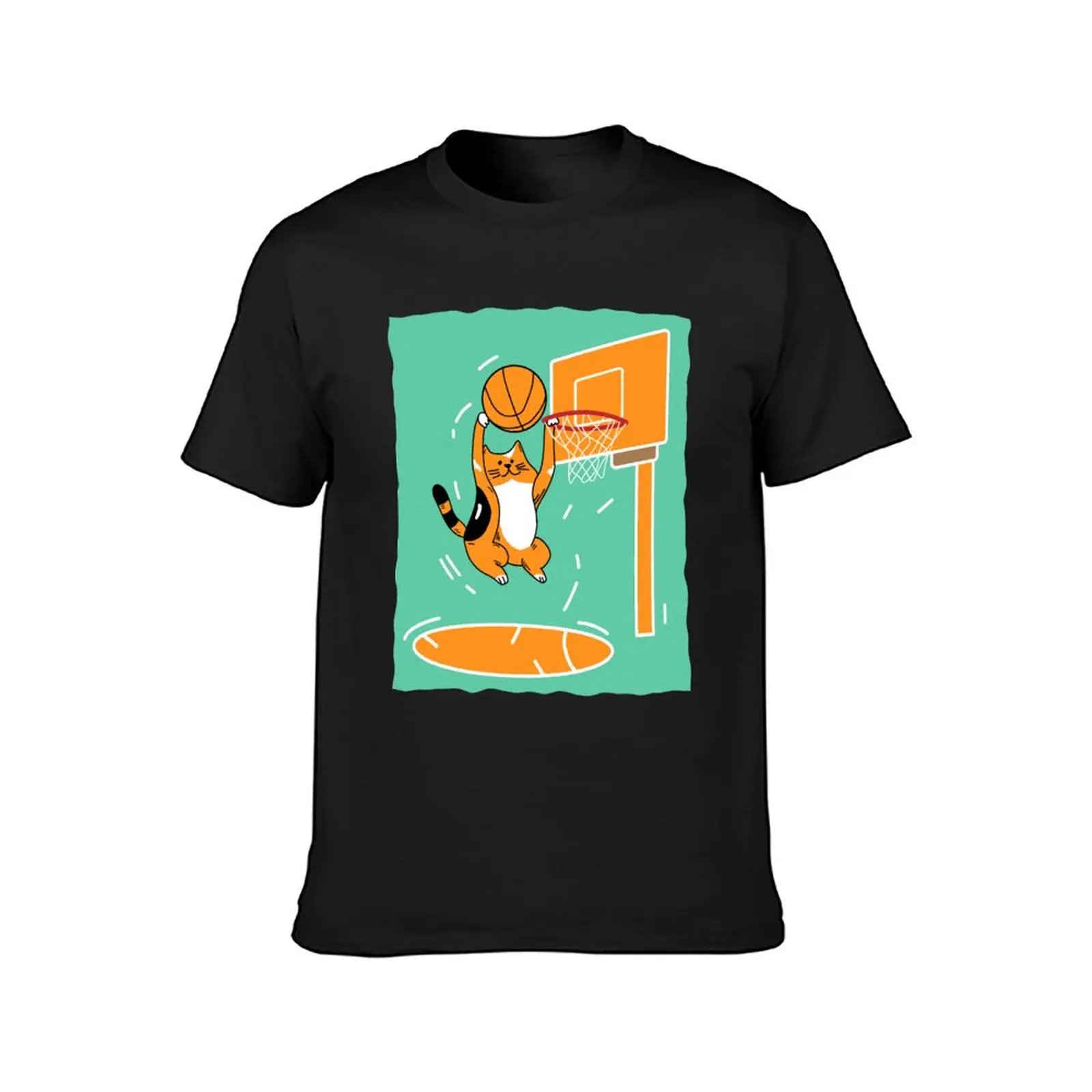 Cat Dunks the Basketball T-Shirt oversizeds plain plus size tops workout shirts for men