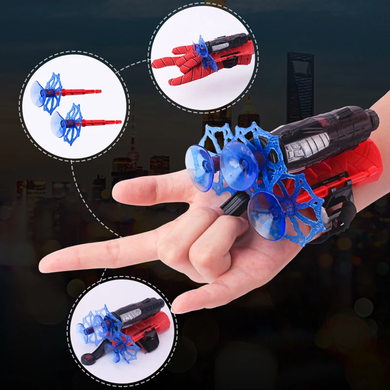 Genuine Disney Spiderman Wrist Launcher Safety Soft Bullet Gun Toy Cartoon Anime Figure Marvel Spider Man Cosplay Toys Kids Gift