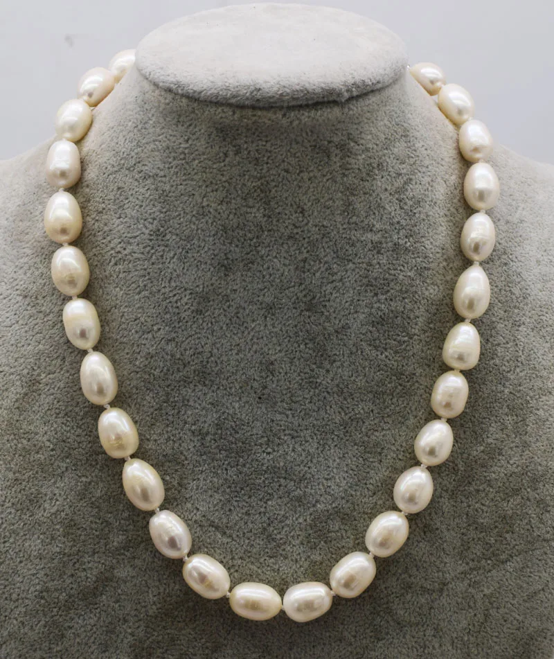 WOW!   freshwater pearl white egg 11-14mm necklace 17inch nature  wholesale