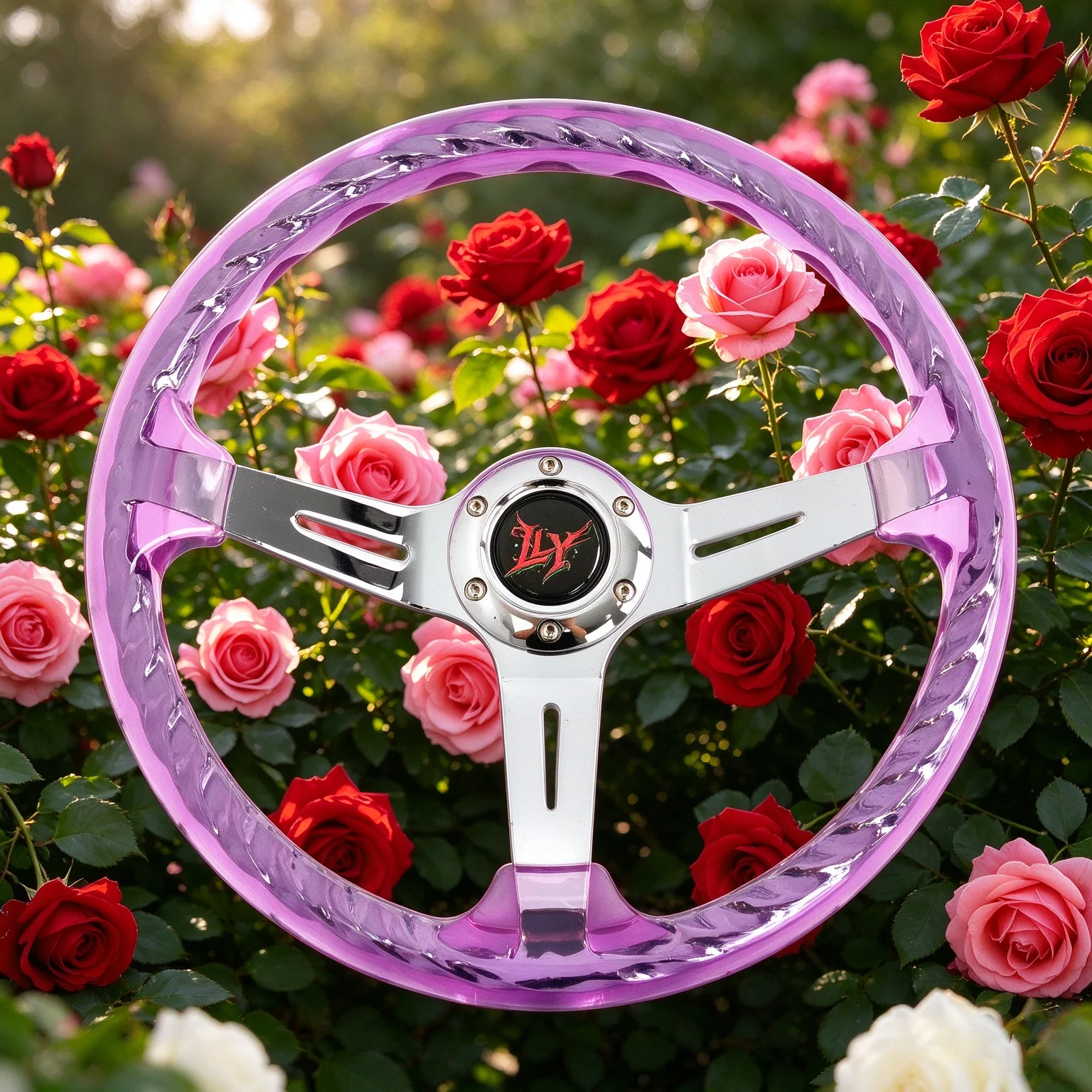 LY Universal 350mm Hitman Twist Crystal Acrylic Steering Wheel Clear Transparent Ring Sport Racing Steering Wheel