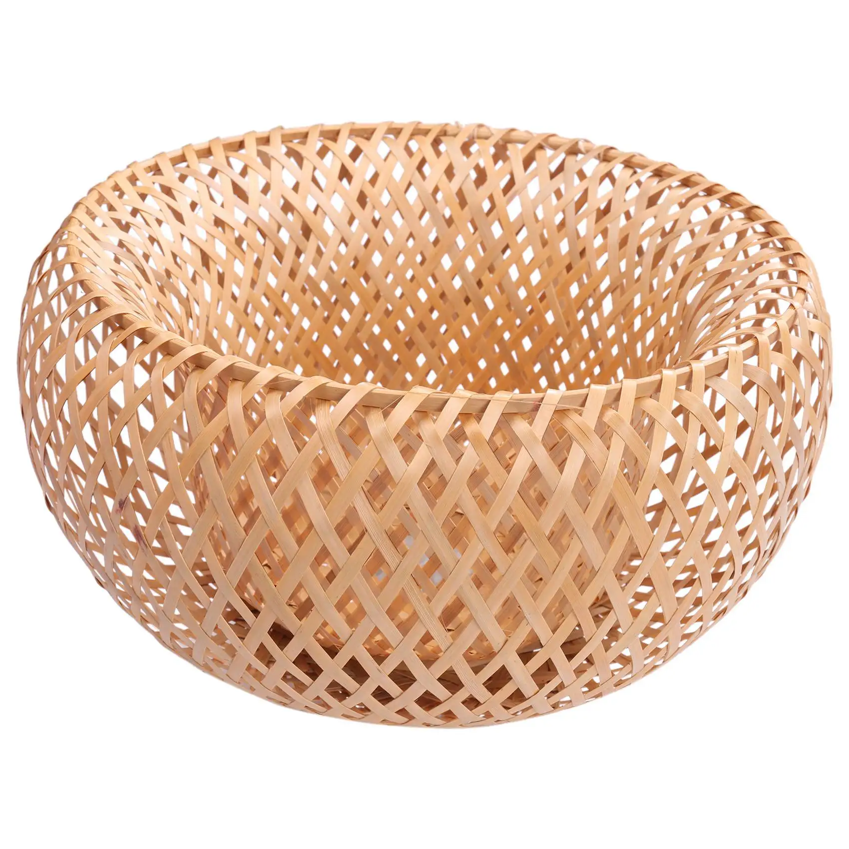 A68P-Bamboo Wicker Rattan Lampshade Hand-Woven Double Layer Bamboo Dome Lampshade Asian Rustic Japanese Lamp Design