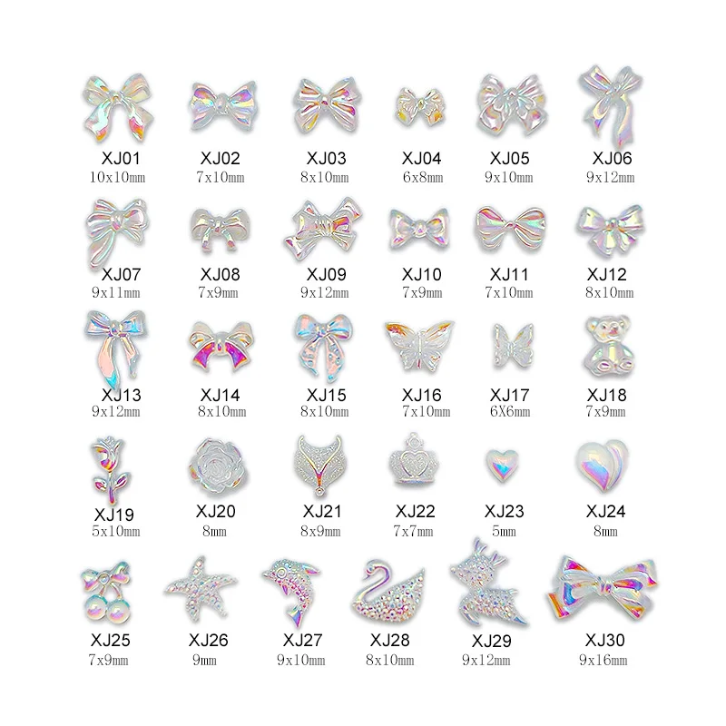 2022 New Acrylic Aurora Collection 30 Style Flat Back Nail Art Rhinestones 30/100Pcs Apply To DIY Manicure Decoration Accessorie