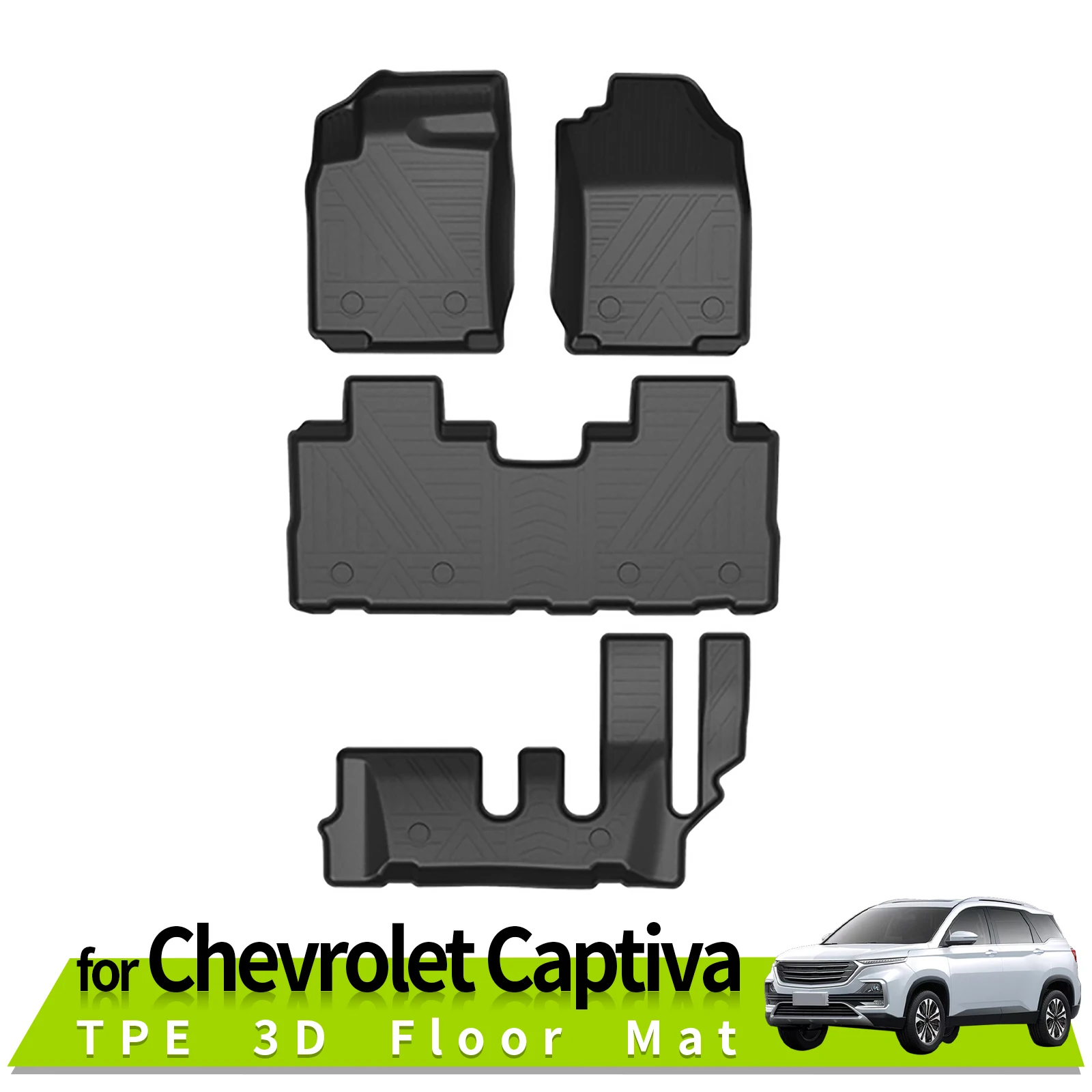 for Chevrolet Captiva / Groove 2019-2024 Car Floor Mats Trunk Backrest Pad TPE