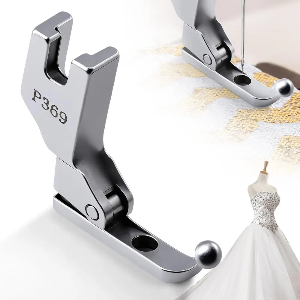 الصلب حبة الترتر خاص قطعة قدم الضغط في ماكينة الخياطة حبة خالية P369 الخياطة قطعة قدم الضغط في ماكينة الخياطة لا حبة التنصت سهلة الاستخدام النسيج قطعة قدم الضغط في ماكينة الخياطة