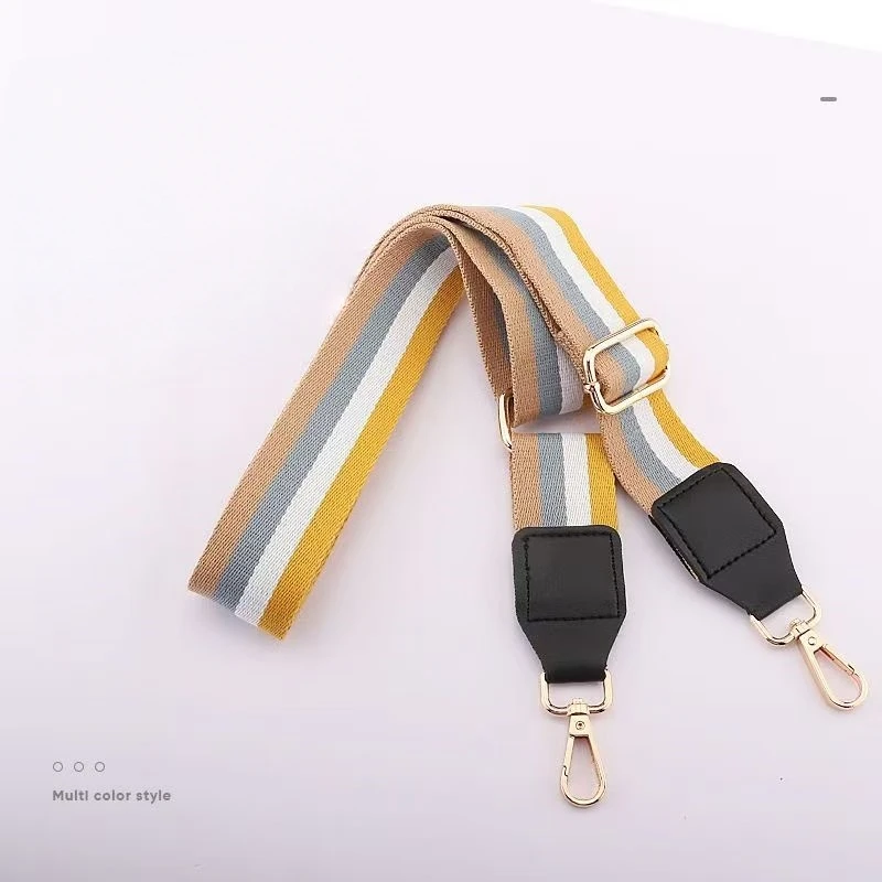 حقيبة ظهر للسيدات بأشرطة كتف واسعة وخطوط ملونة من جلد البولي يوريثان قابلة للتعديل حقيبة كتف ساعي البريد حزام لوازم الإكسسوارات