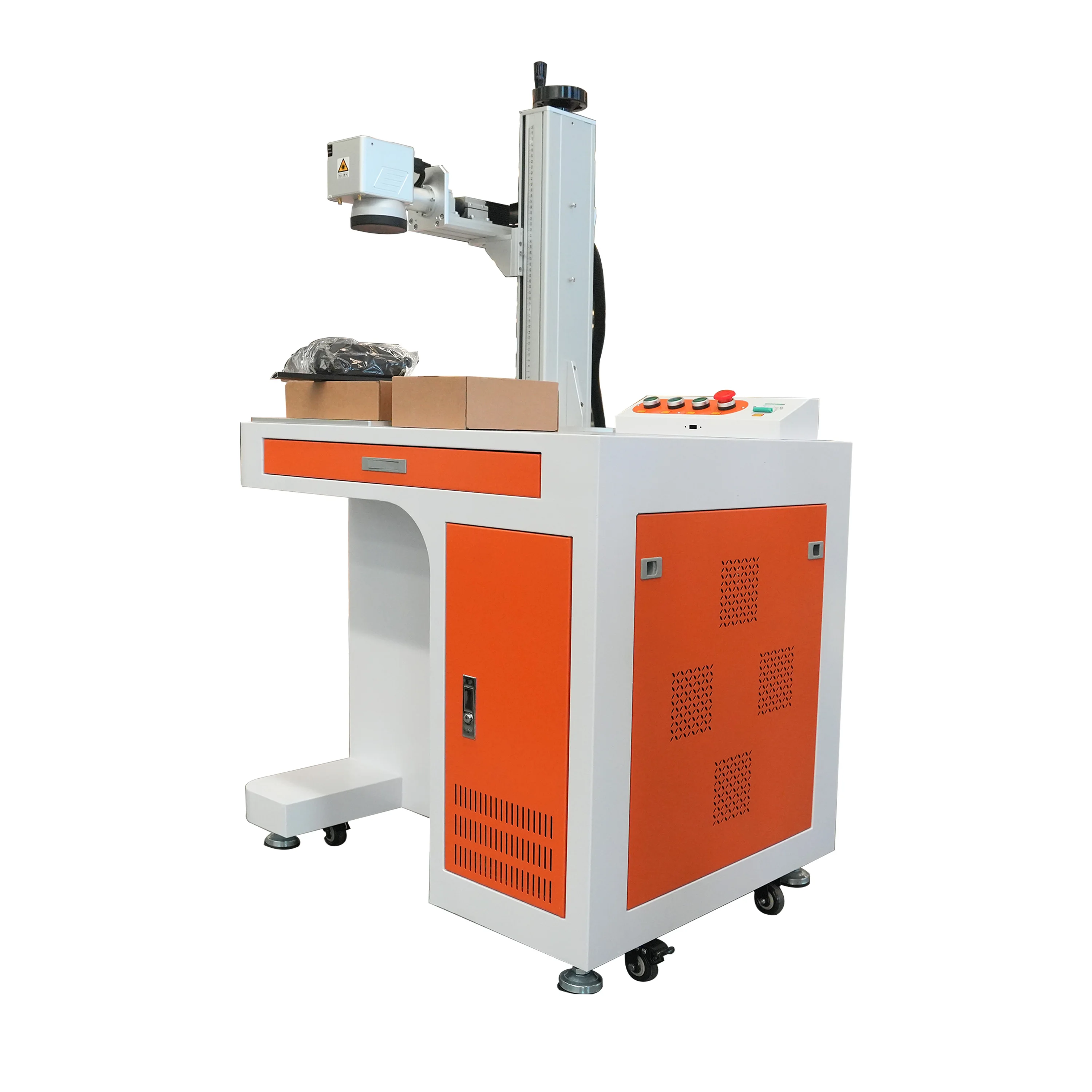 HOT Sale 20W 30W 50W Cabinet Fiber Laser Marking Machine Metals Aiioys Plastic Ceramic Paper Laser Marking Machine