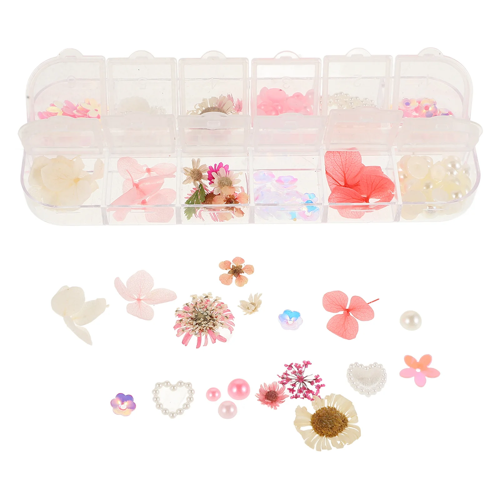 Atemberaubender Gesichtsschmuck mit getrockneten Blumen für Braut-Make-up-Bühnenauftritte und Fotoshootings, Maniküre-Juwel in verschiedenen Stilen