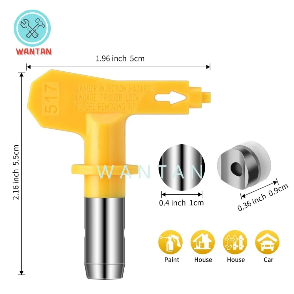 Ujung Nozzle semprotan tanpa udara, untuk lapisan semprot cat Airbrush kuning