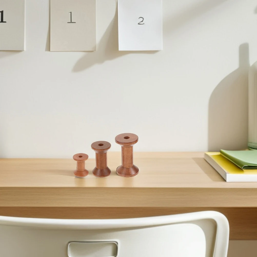 

6pcs Spool Sewing Thread Holder Yarn Spool Wire Weaving Bobbins For Crafts Bobbins for Wire Sewing Spools Crafts Wood Thread