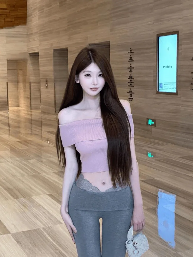 

Slim Fit ort Sve Knitted Sweater Women's Summer Faion Sexy ort Top One oulder Bridesmaid Casual Workwear Pure Color