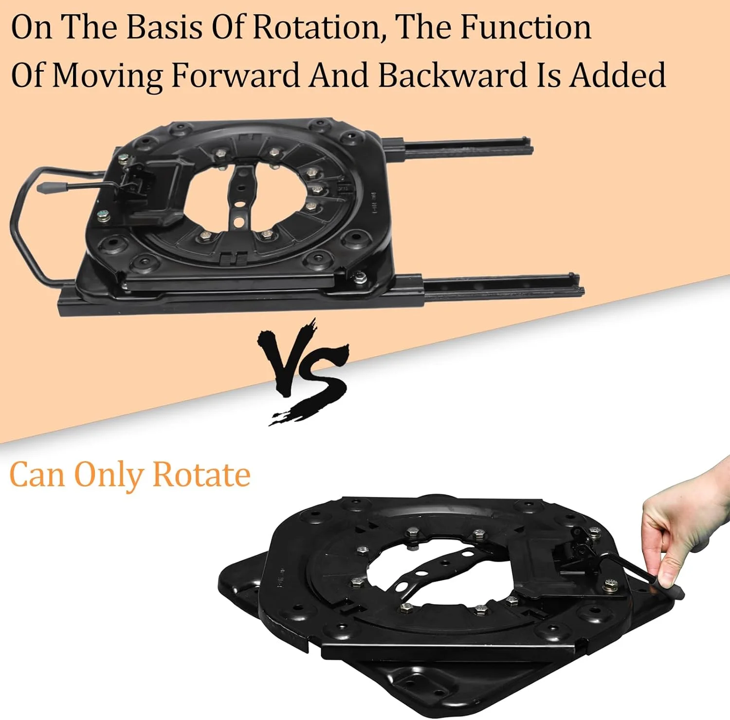 RapDuty-Base de siège à percussion avec curseur, plaque d'acier de 3.0mm, base rotative résistante à 360, adaptée pour camionnette, camping-car, bateau, bus de données