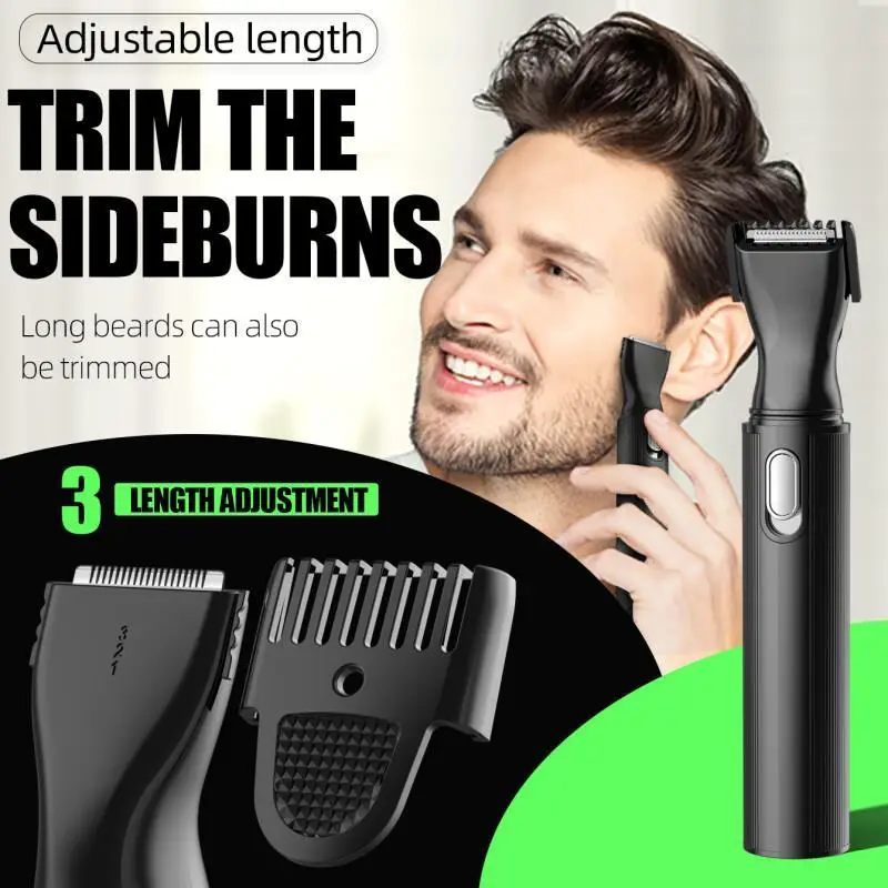KIKIDO Nose Hair Remover Man Shaver 4 In 1 Portable Travel Sideburns Knife and Rechargeable Epilators Body Hair Management Set