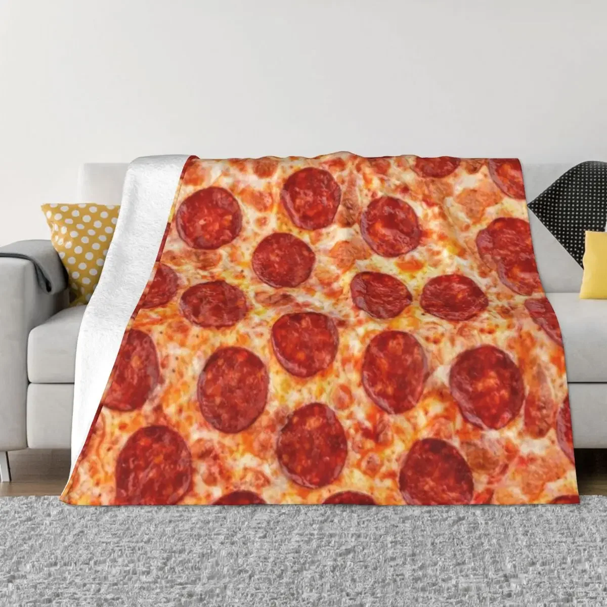 Portable soft warm flannel pizza blanket shape lavash wool sofa badroom plaid plush bedspread winter throw blanket