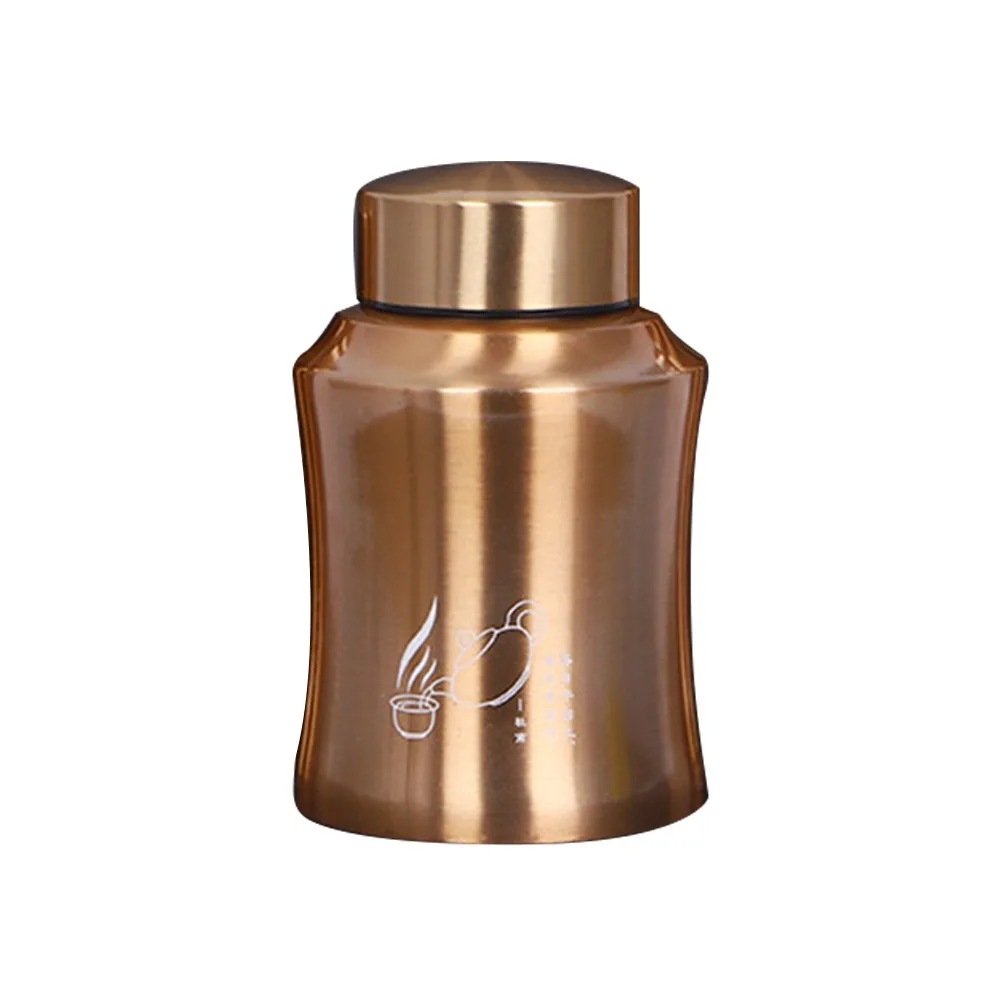 

Portable Stainless Steel Tea Tin Threaded Port Large Capacity Tea Jar Moisture-proof Sealed Tea Can for Home&Travel