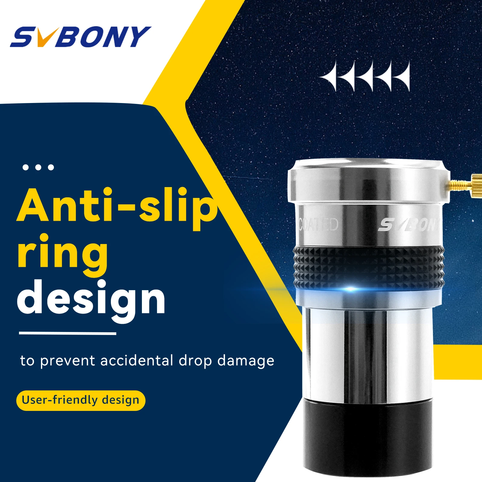 SVBONY กล้องโทรทรรศน์1.25 ''2x Barlow เลนส์โลหะเคลือบภายในแหวนทองเหลือง SV137