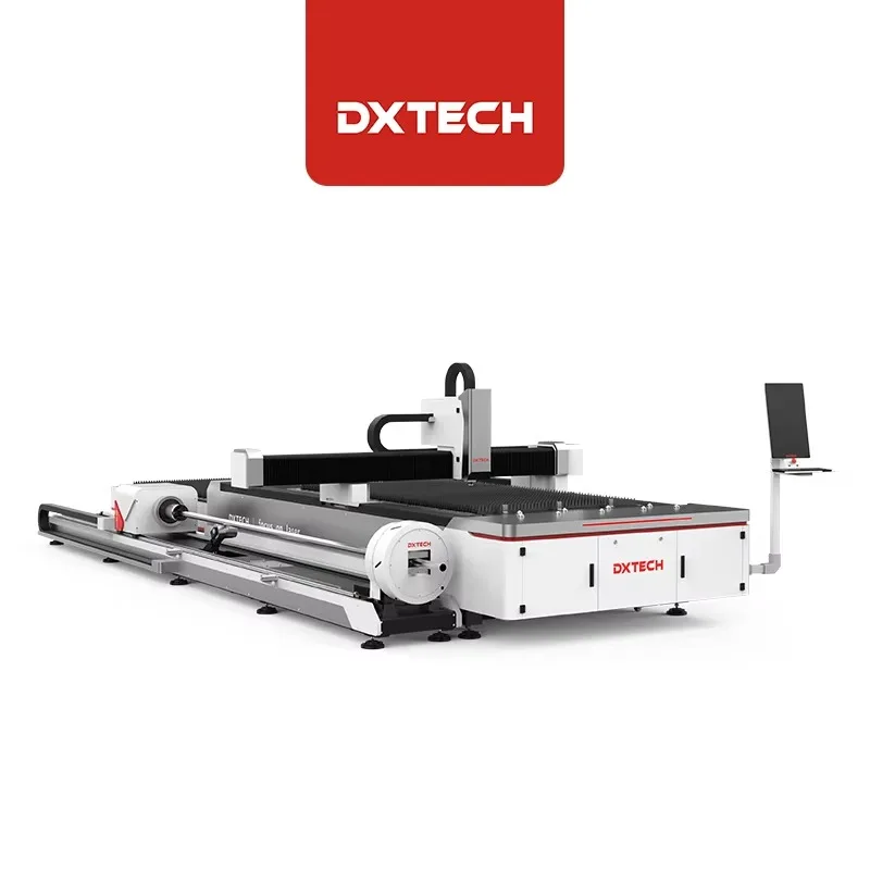 DXTECH 6 M آلات القطع بليزر الألياف والألواح والألياف للصفائح المعدنية المصنوعة من الألومنيوم مع سعر منصة التبادل مضخة سرير حديدية 1000 وات