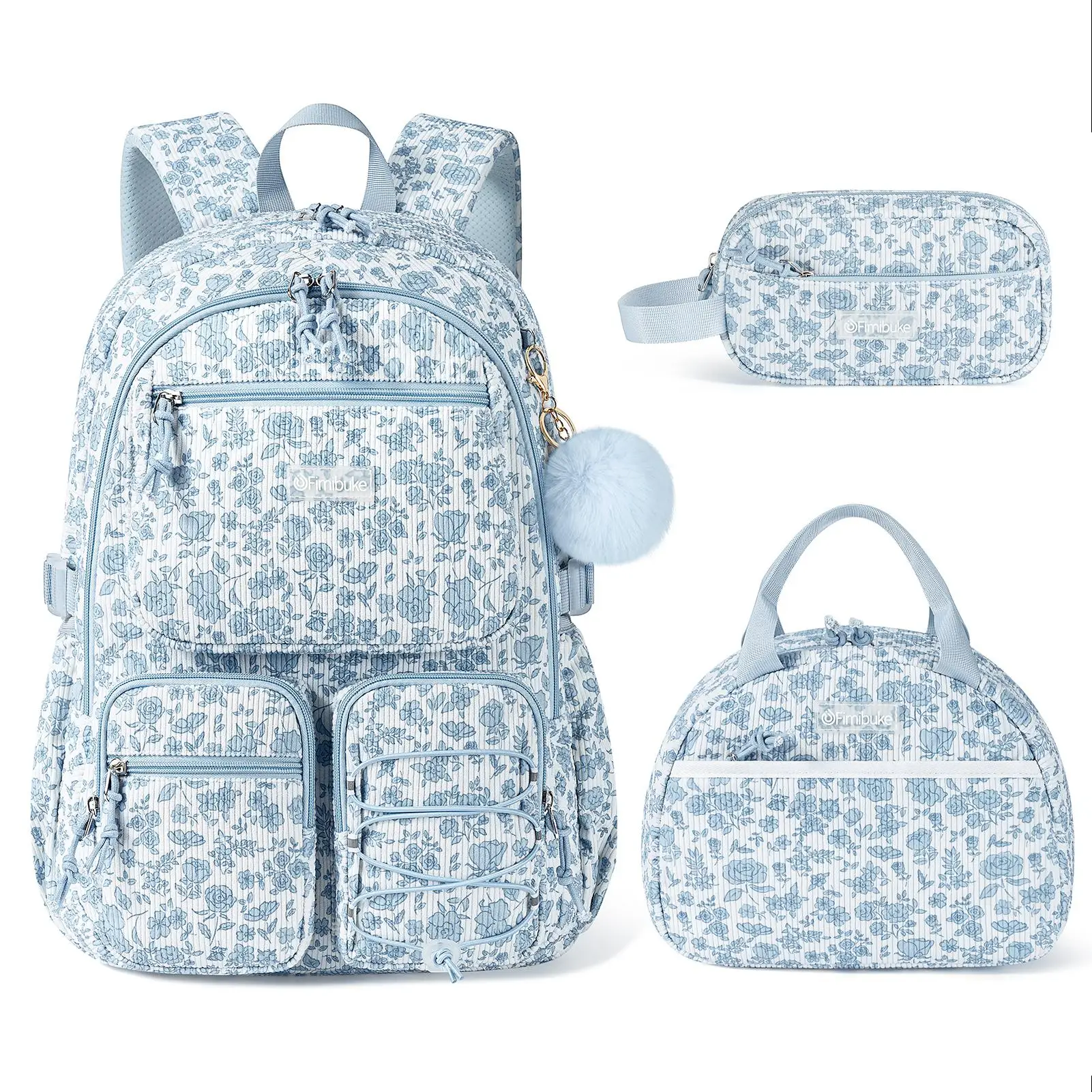 3PCS Backpack for School, Waterproof Bookbag Set with Lunch Box & Pencil Case, School Bag for Elementary Middle School, Back to School Gift, Birthday's Gift