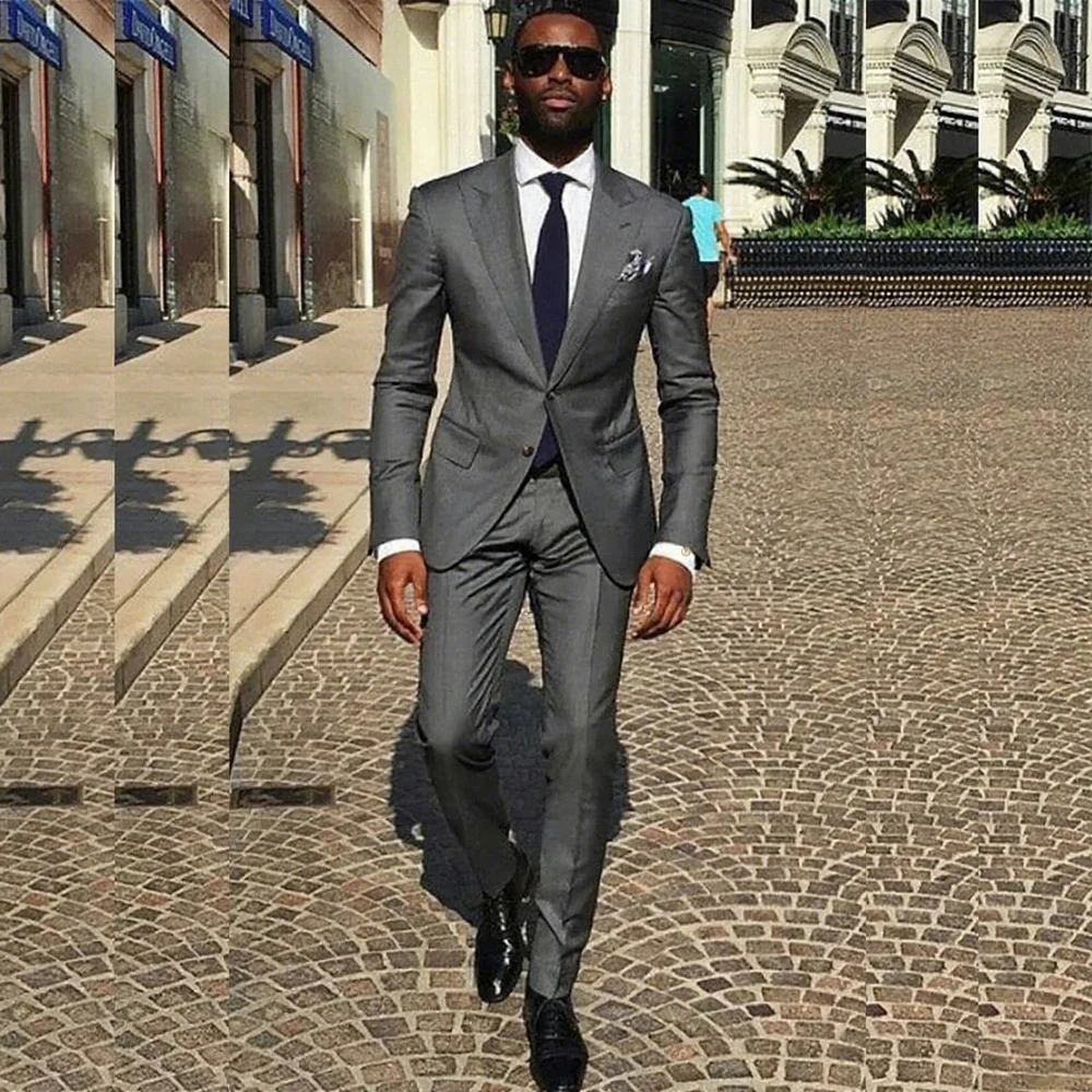 

Мужской костюм-двойка Slim Fit: пиджак и брюки. Идеально для деловых встреч, свадеб и выступлений. Повседневный костюм.