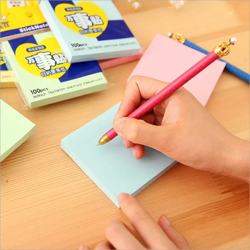100Pages/Book Random Color Sticky Notes Cute Shapes Memo Pads Office School Stationery Craft Supplies Writing Reminders Prop ZYF