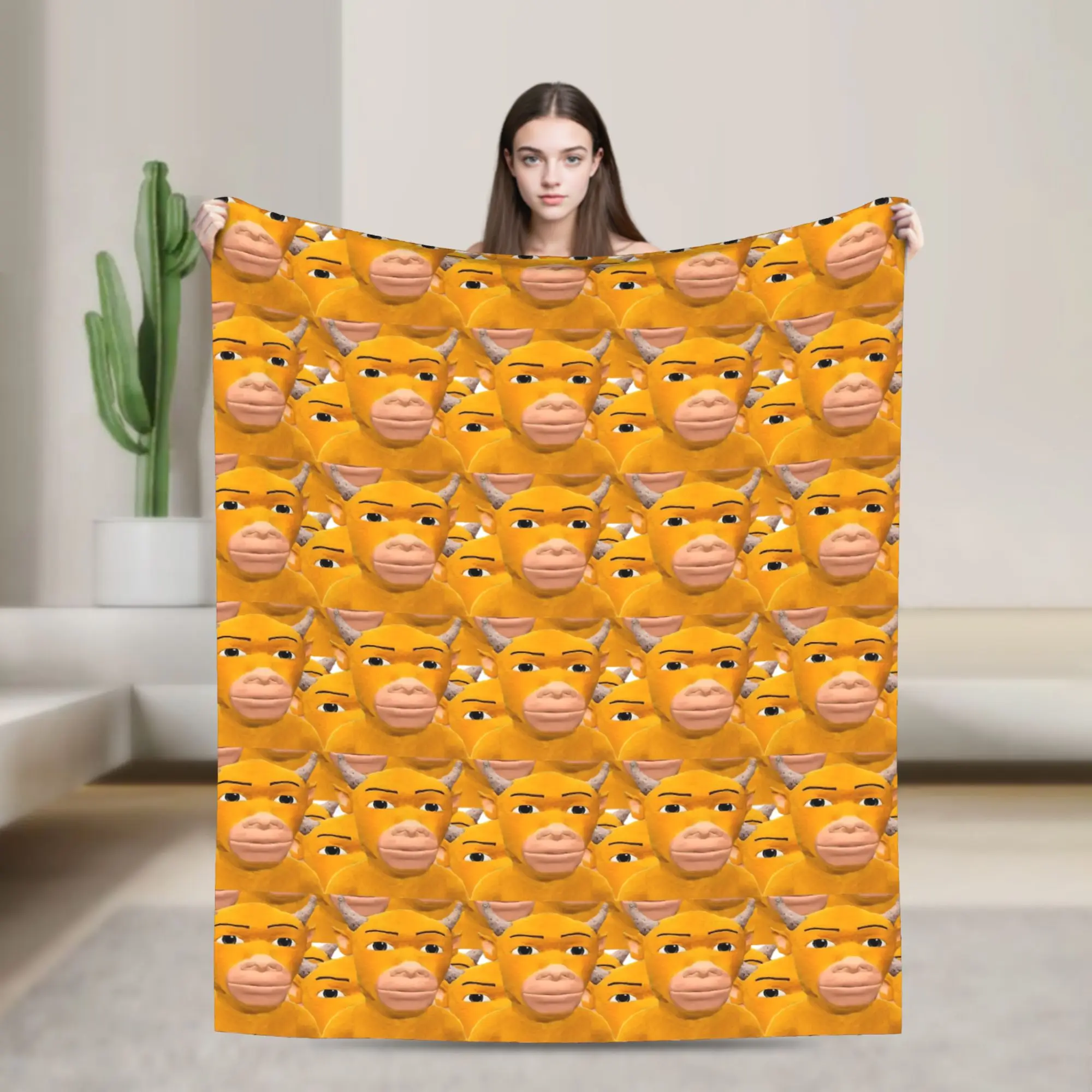 Soft Warm Blanket Niu Lai Mother Cow Cut out Throw Blanket  Flannel Bedspread For Living Room Funny Sofa Bed Cover