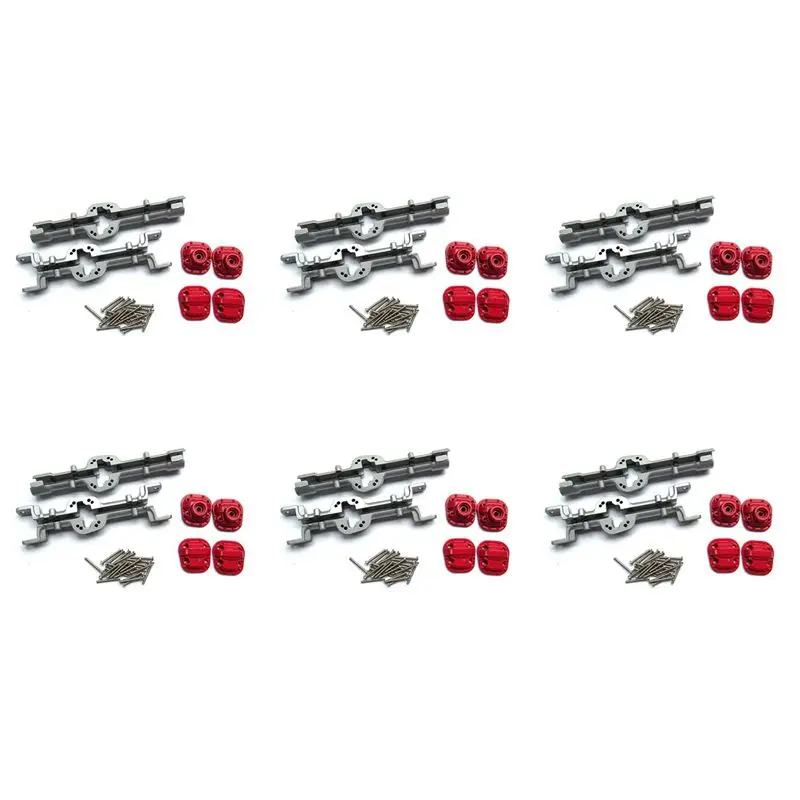 ABUM-6X Metal Front And Rear Bridge Axle Housing Case For MN D90 D91 MN99 MN99S 1/12 RC Car Upgrade Parts Accessories,Silver