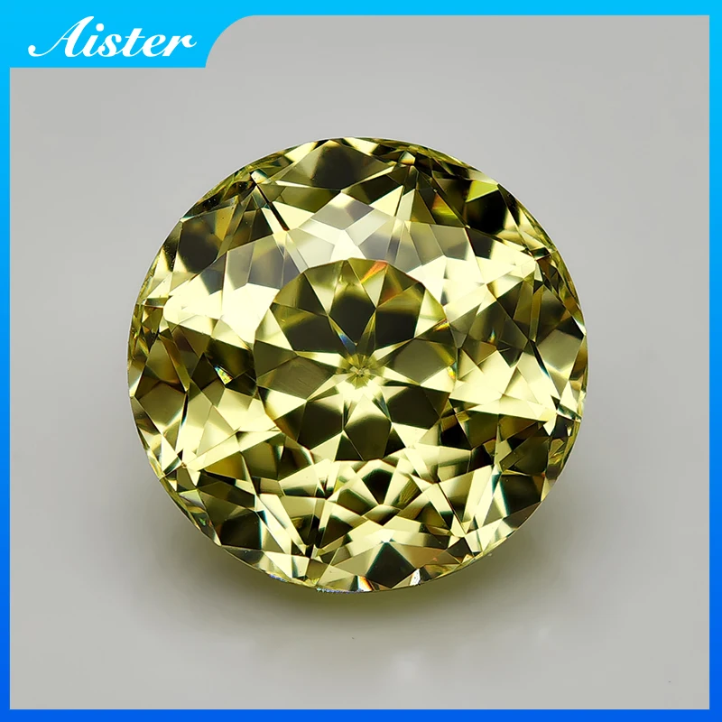 New 5A Yellow Color Round Astral Cut Cubic Zirconia Gemstones for Jewelry Making