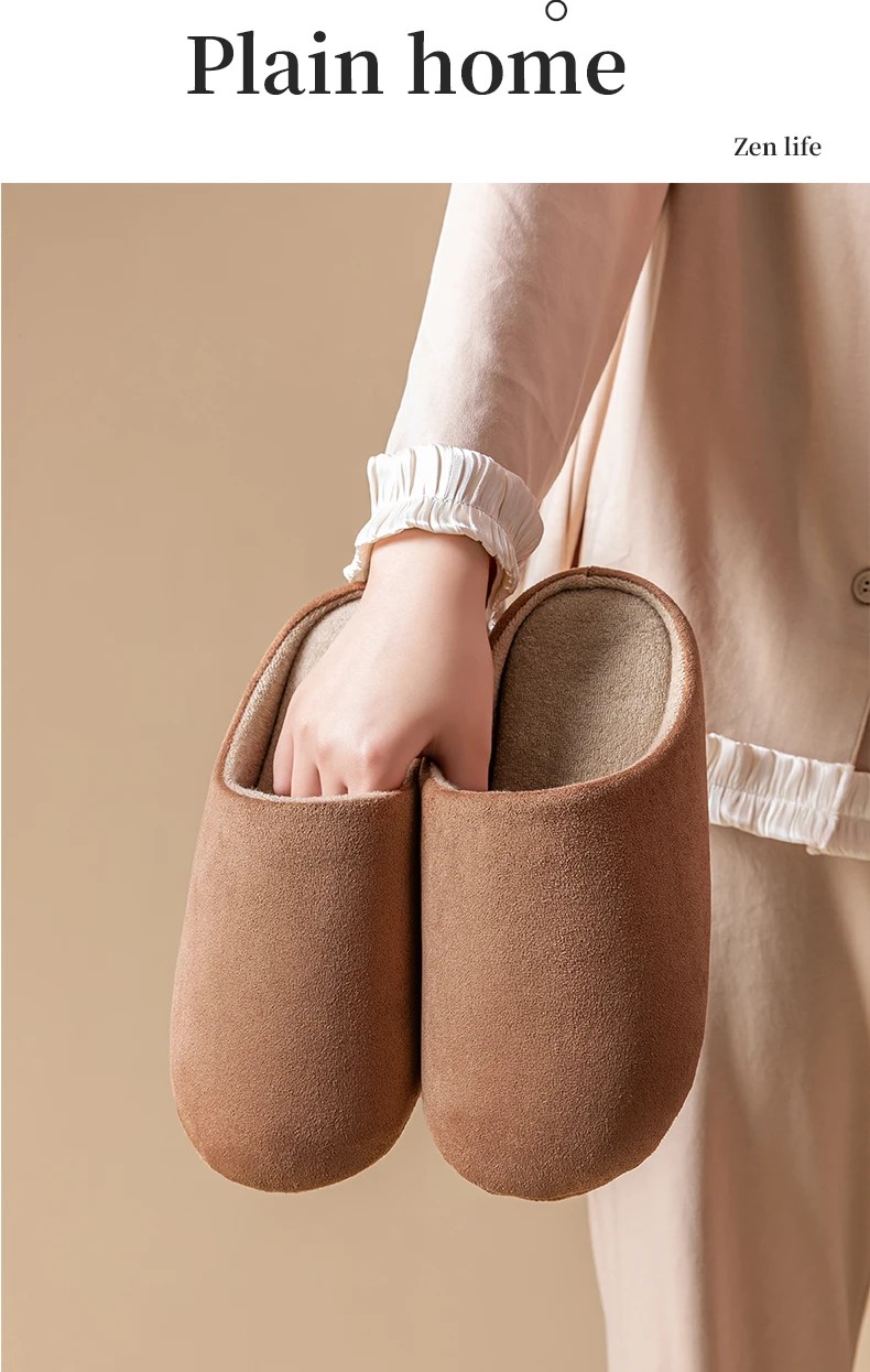 Einfarbige Herren-Hausschuhe, Herbst und Winter, dünner Samt, stumm, weicher Boden, rutschfest, weich, bequem, für den Innenbereich, Heimschuhe – Detail 11