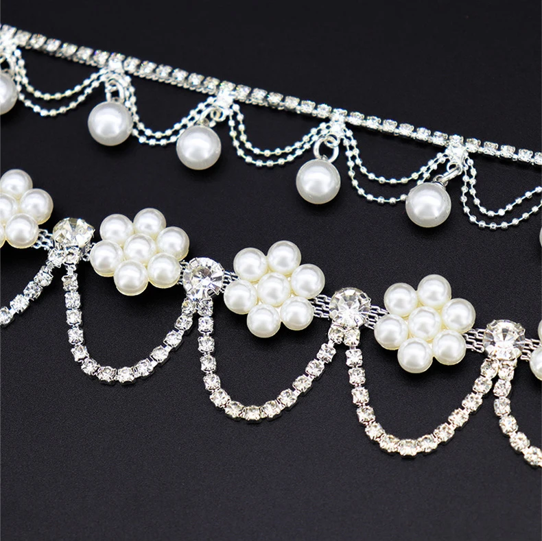 10 Yards Strass Sparkle Diamant Quaste Kristall Strass Perle Kette Kleidung Taschen DIY Kunst Hochzeit Party Geschenk Dekoration – Detail 2
