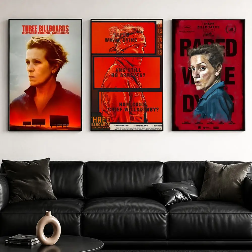 Bold T-Three Billboards Outside Ebbing, MissouriS Poster Self-Adhesive Stylish Art Print Poster Wall Home Decor