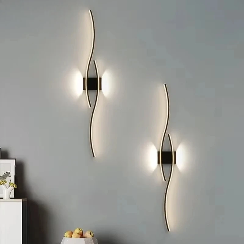 

Простой настенный светильник, современный длинный полосатый художественный декоративный кофейня, ресторан, спальня, гостиная, домашний фон, настенные бра