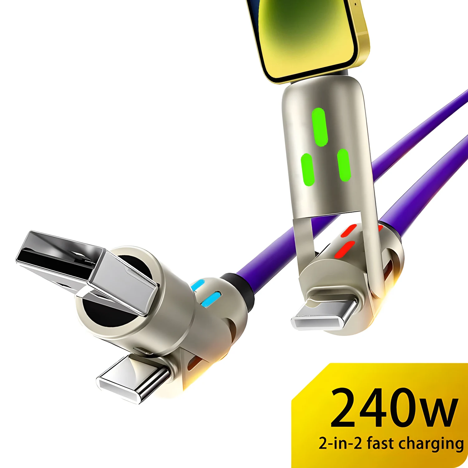 4-IN-1 240 واط USB نوع C إلى USB C كابل PD سلك شاحن سريع آيفون 16 برو ماكس 15 باد شاومي سامسونج اللوحي 1 متر سلك البيانات