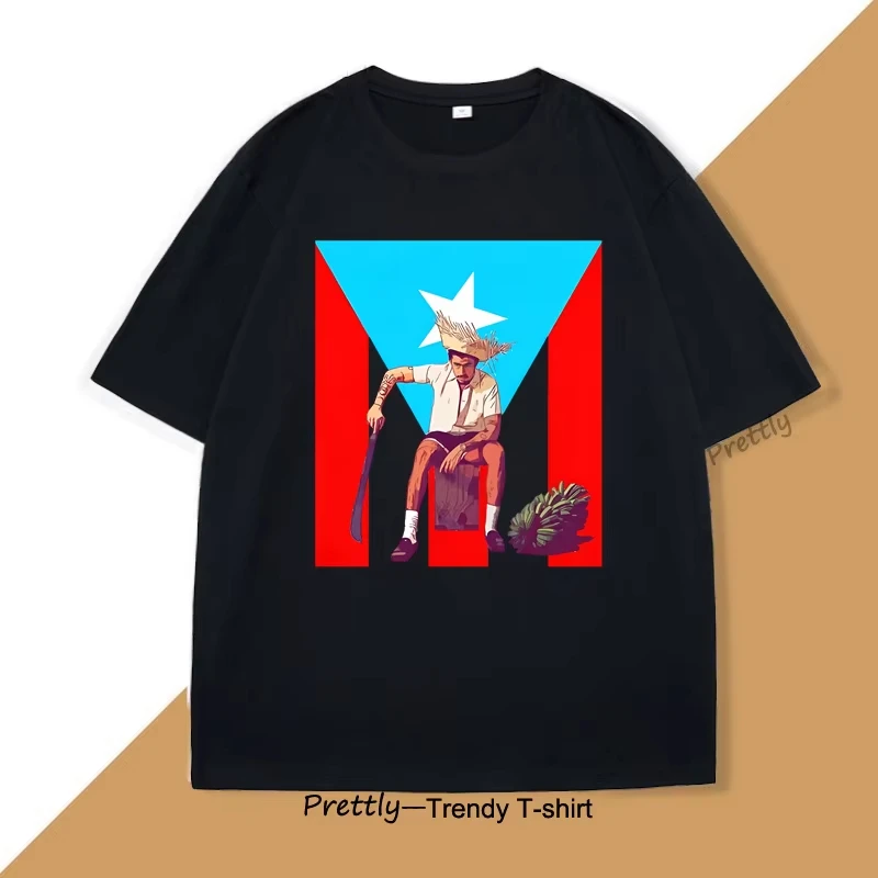 

Футболка с флагом Пуэрто-Рико Bad Bunny, мужская повседневная футболка с графическим принтом, топы с круглым вырезом и короткими рукавами, летняя мужская хлопковая футболка, одежда