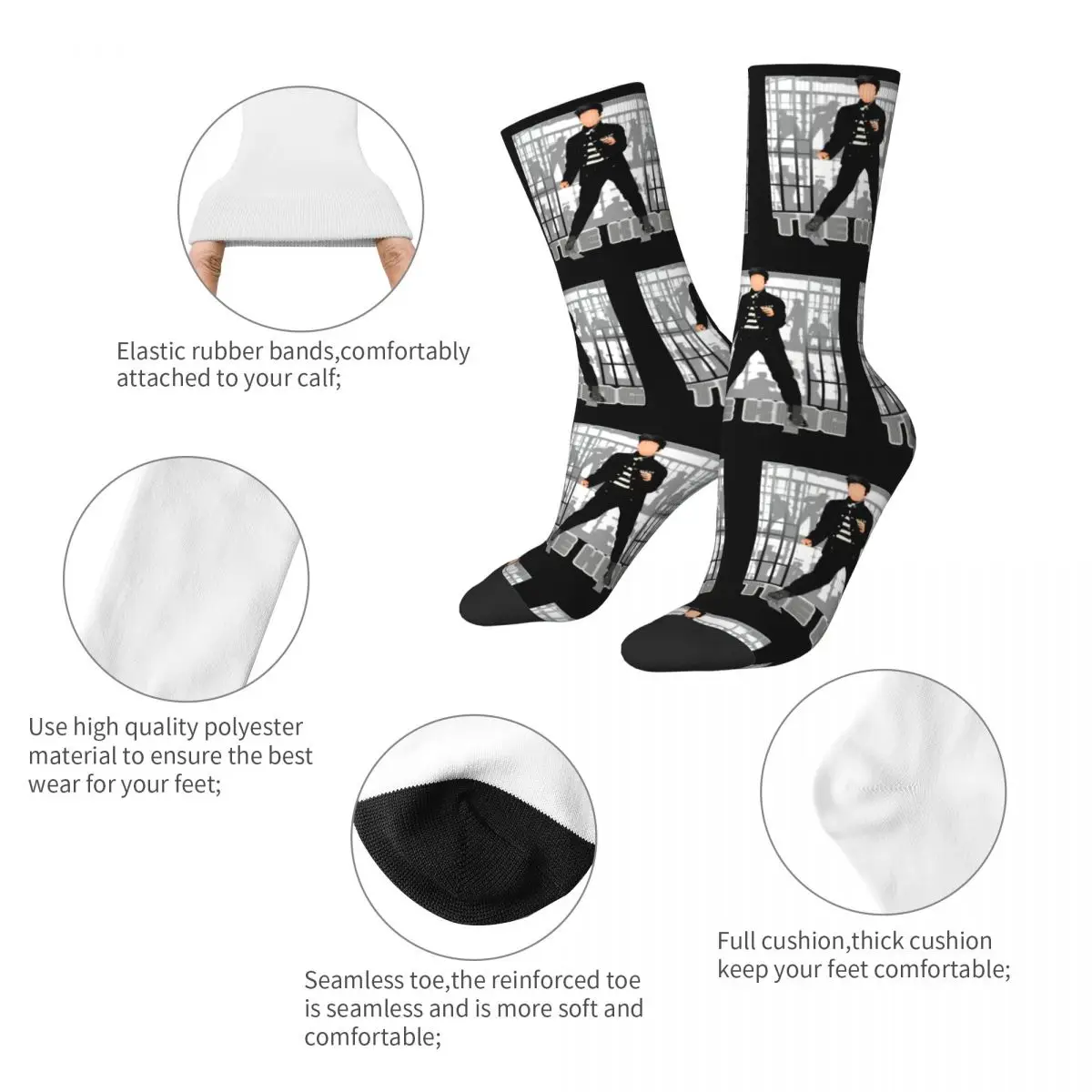 Men Socks E-Elvis The King Jailhouse Stockings Spring Modern Soft Socks Printed Outdoor Sports Anti-Slip Socks