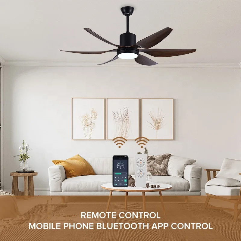 House Smart 54-дюймовый двигатель постоянного тока 220 В 35 Вт источник света 24 металлический 6-лопастной потолочный вентилятор светодиодный электрический с регулируемой яркостью