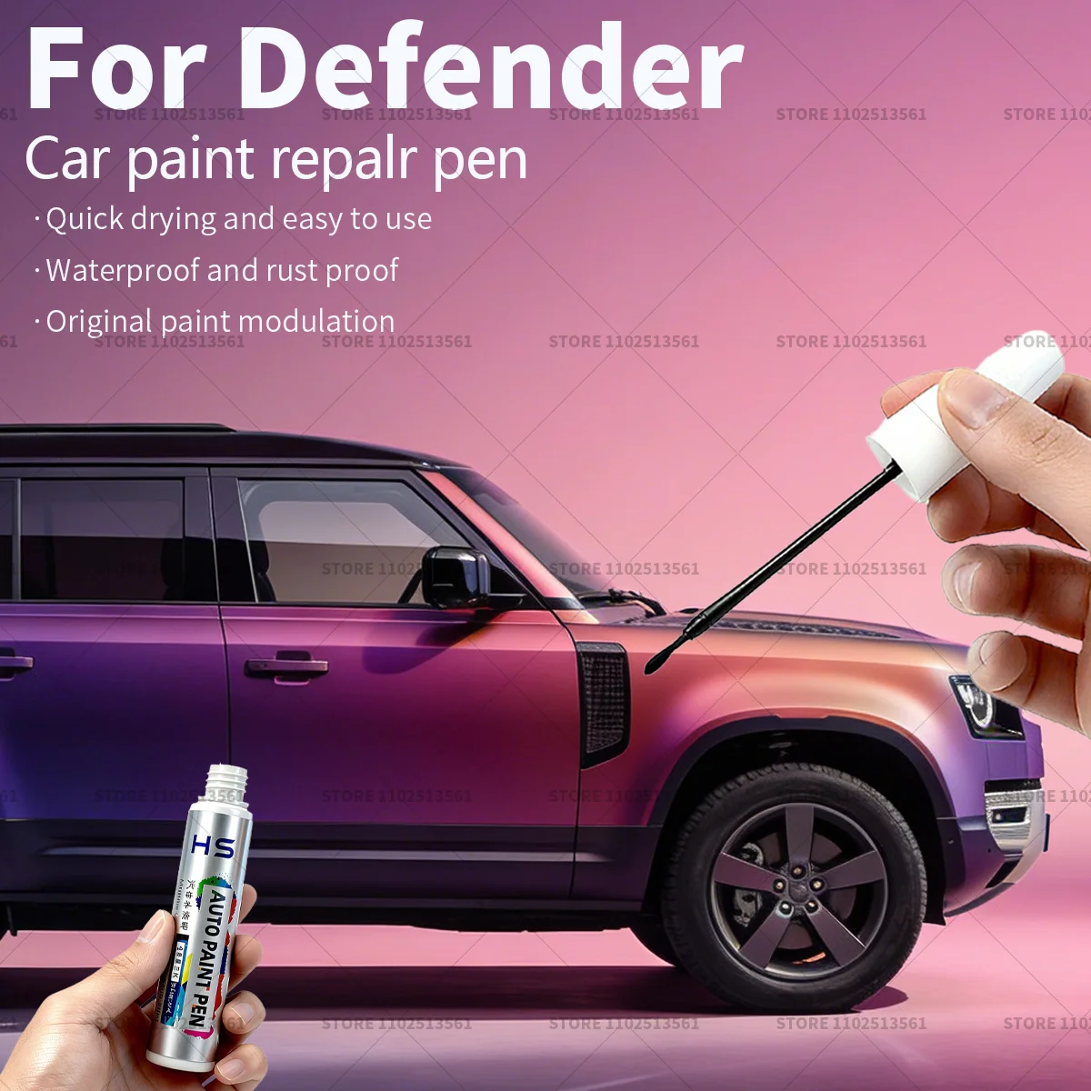 

Для LAND ROVER Defender автомобильная краска, ручка для ремонта краски, аксессуары для ремонта царапин, Fuji White Santorini Black Eiger Grey Sedona Red