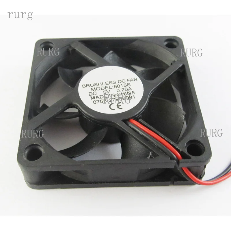 R+ 1-piece brushless DC cooling fan, 60x60x15mm, 6015, 9 blades, 5V, 0.2A, 2-pin connector