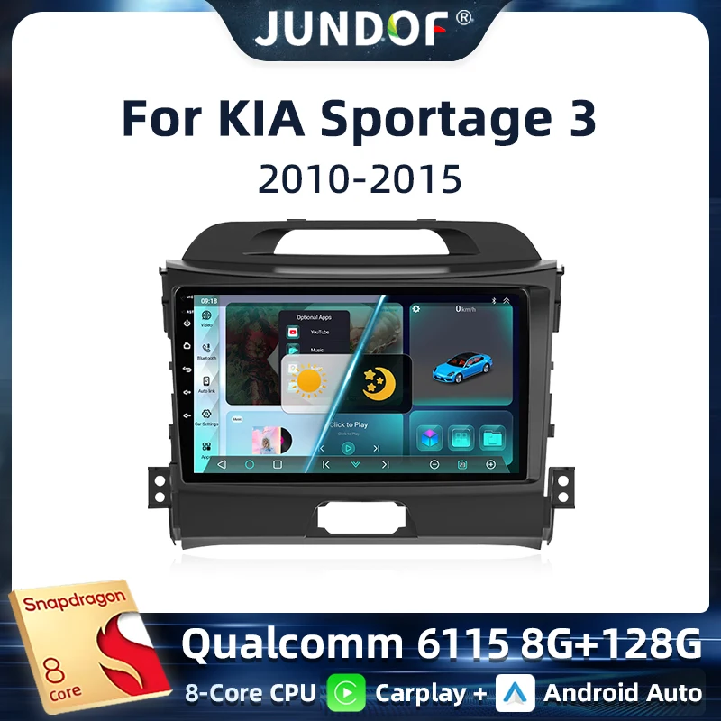 أندرويد 13 Carplay Auto لكيا سبورتاج 3 2010 2011 2012 2013 3014 - 2016 راديو السيارة الوسائط المتعددة نظام تحديد المواقع لاعب ستيريو فيديو WiFi + 4G