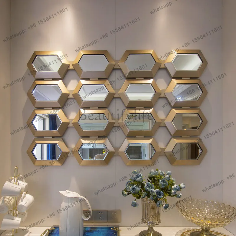 LS entrance decorative art mirror American dining side creative background wall living room light luxury combination mirror