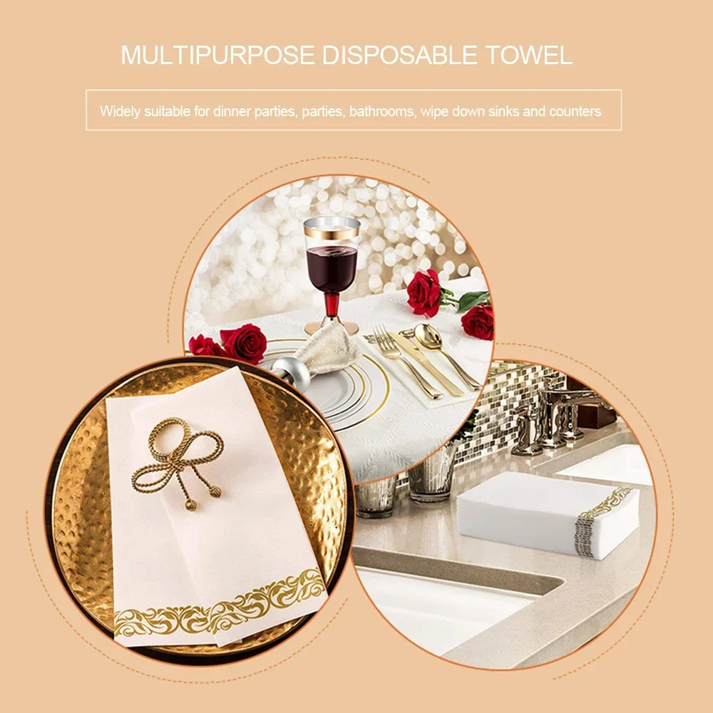 20/50pcs Disposable Elegant Hand Towels Napkins Table Paper Tissue Vintage Towel White Birthday Parties Wedding Party Home Decor