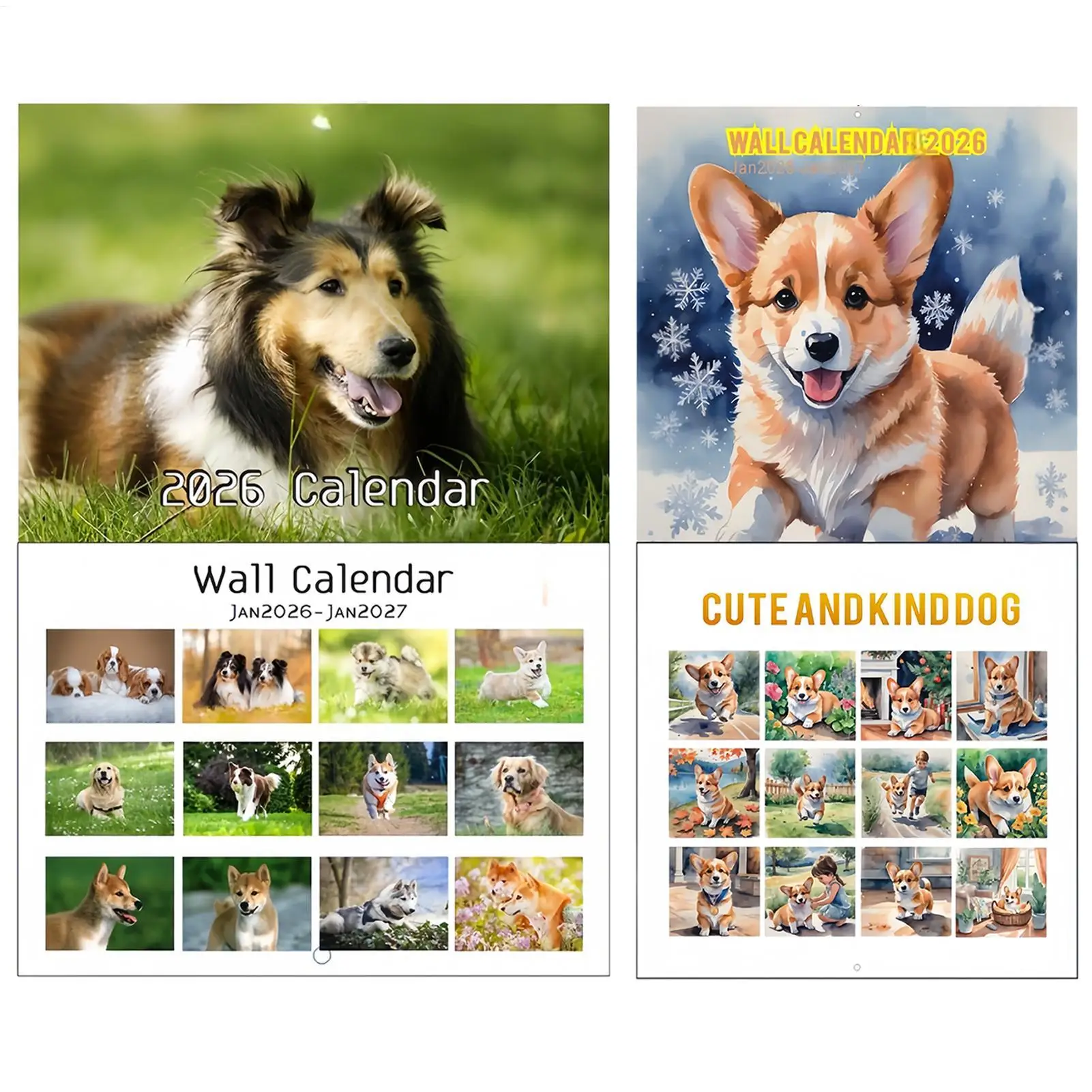 

Креативный настенный календарь с изображением кошек 2026, ежемесячный планировщик с милыми кошками и собаками для дома, офиса, стола, школы, учебы и планирования семьи