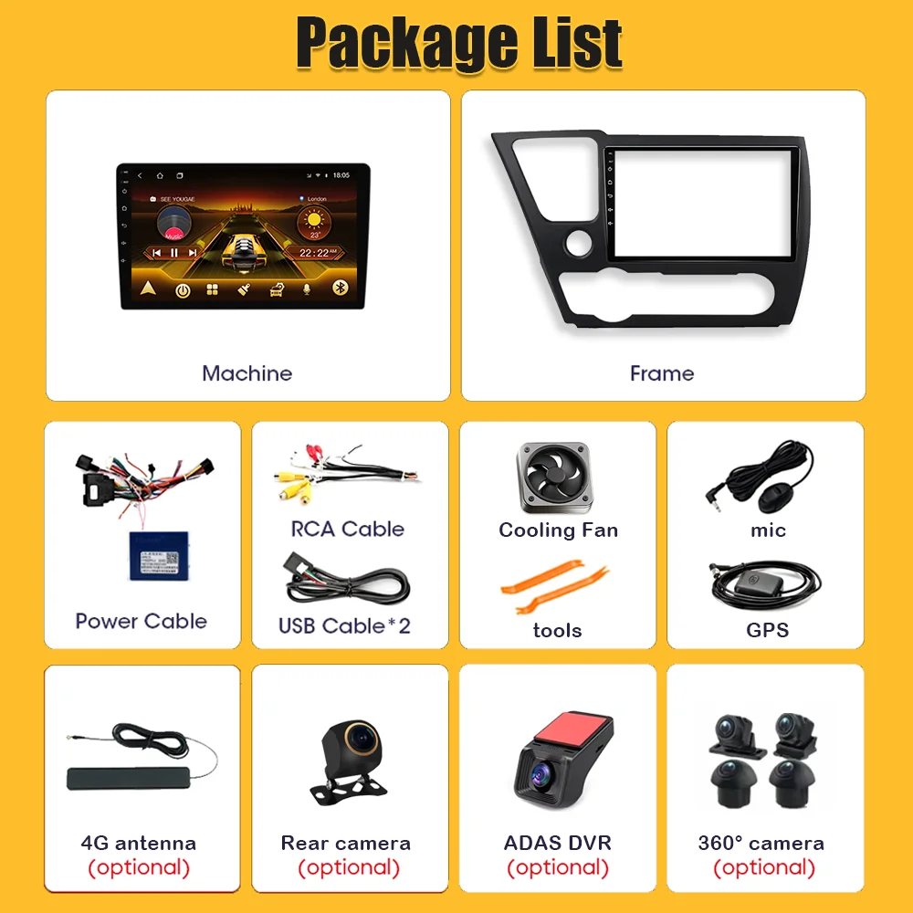 أندرويد 15 لهوندا سيفيك 9 2013 - 2016 أندرويد السيارات راديو السيارة Carplay ستيريو رئيس وحدة لاسلكية أندرويد السيارات بلوتوث DSP #6