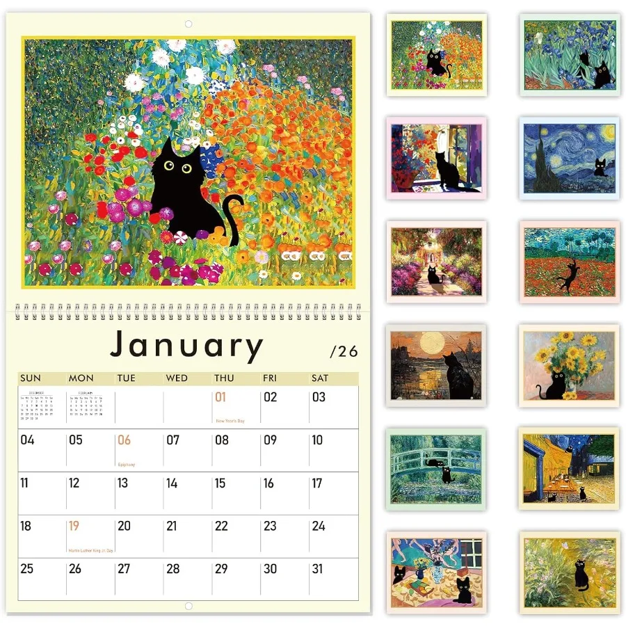 

Cat Wall Calendar 20262027 Vertical Wall Calendar 2026 18Months Hanging Art Calendar Jan. 2026 to Jun. 2027 14" x 23" Monthly P