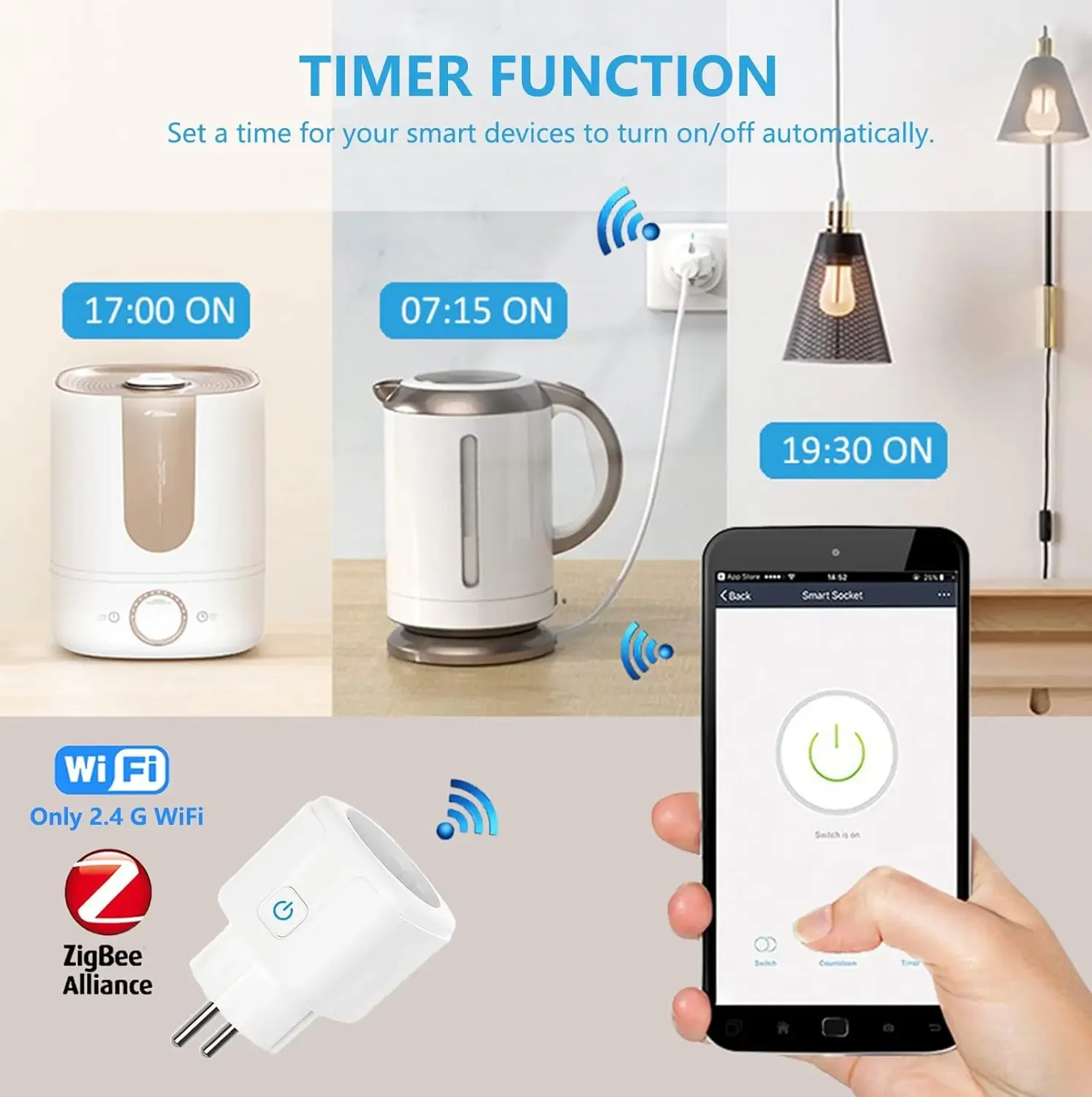 Tuya ZigBee EU Smart Plug 16A/20A Smart Plug Power Monitor Remote Application Timer Voice Control Compatible Alexa Google Home