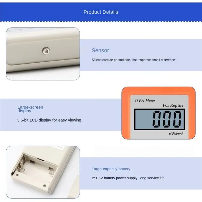 [NEWA64Z!】 Hand-Held For Measuring Uv Light Meter Reptile Uv Index Uv Uva Uvc Uvb Meter Portable