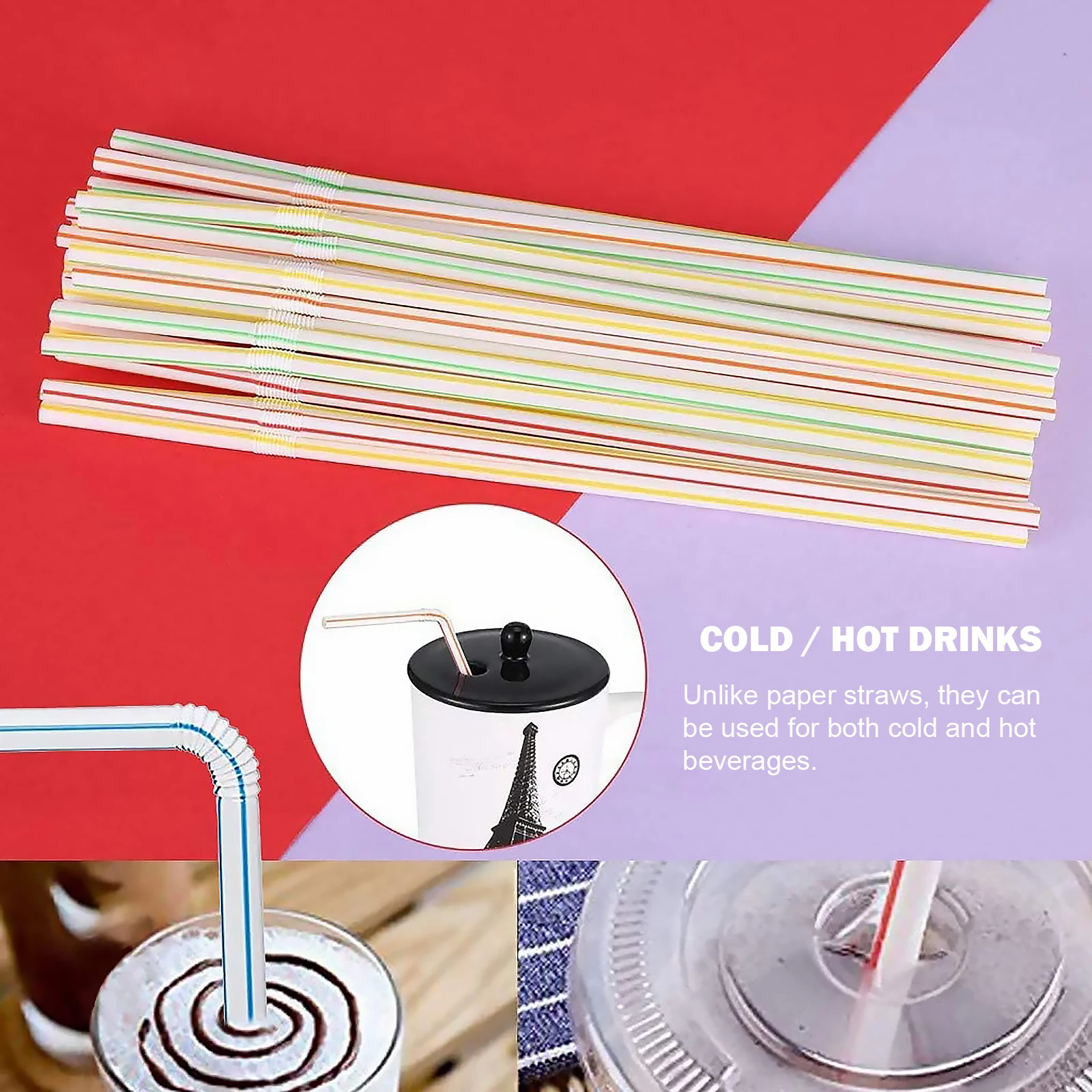300-100PCS Multicolor Kunststof Straws for Wedding Party Supplies Juice Beverage Kitchen Cocktail Birthday Bar Drinking Straws