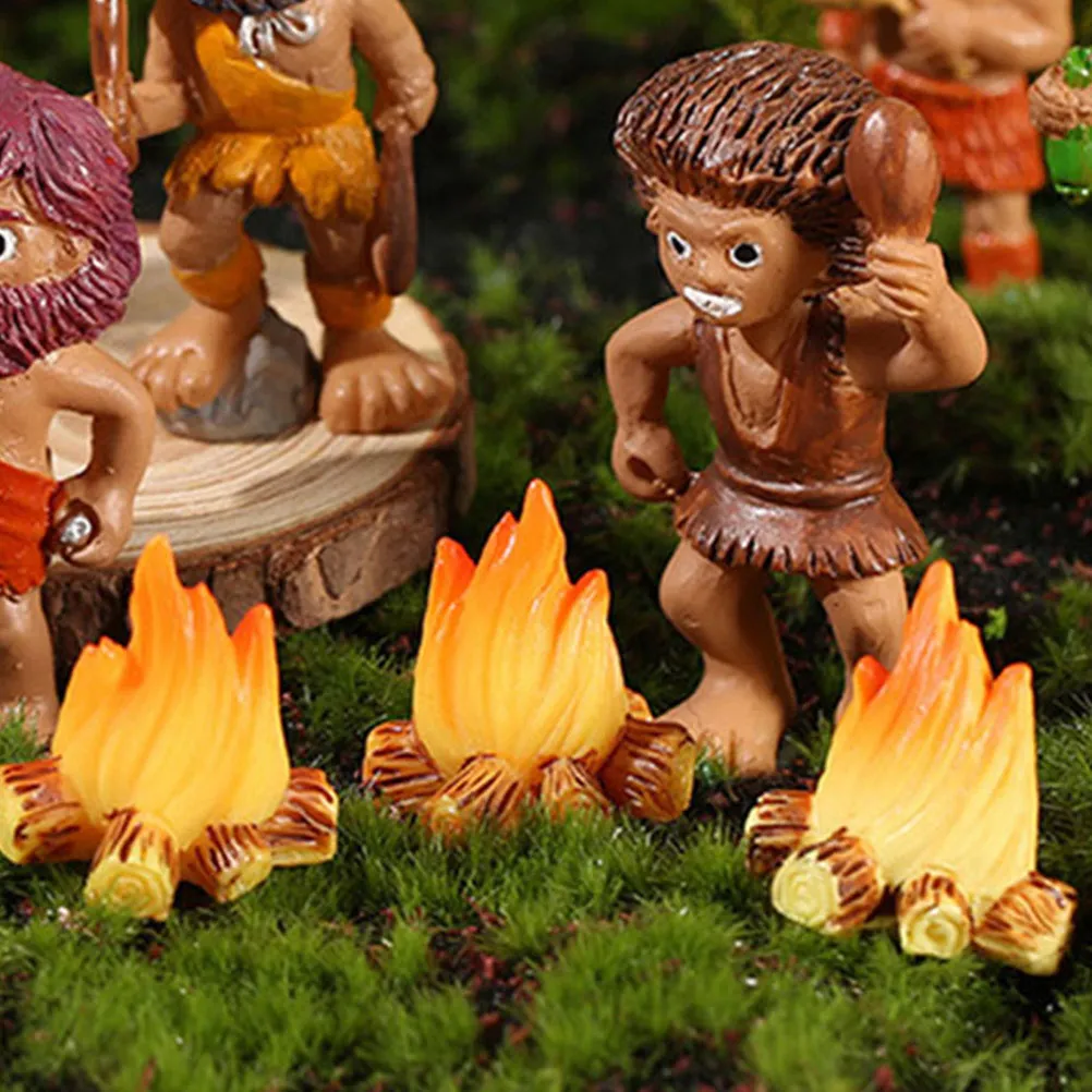 8Pcs Miniature Campfire Decoration Landscape Props Resin Fake Fire Ornament Party Bonsai Yard Decor