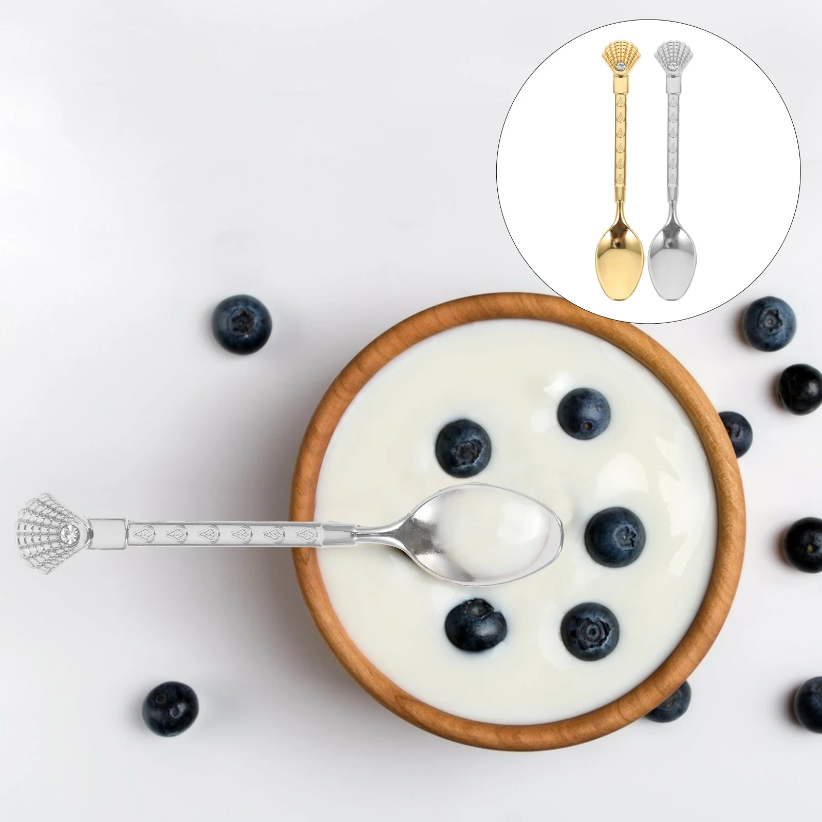 

2 Pcs Reusable Zinc Alloy Coffee Spoon Simple Spoons Mixing Scoop Party Teaspoon