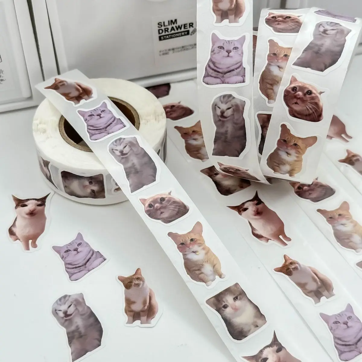 500 قطعة/لفة هريرة القط Ins لفة ملصقات شريط عزل ذاتية اللصق التسمية لطيف مضحك الزخرفية ملصقات كتيب ذاتية الصنع #3