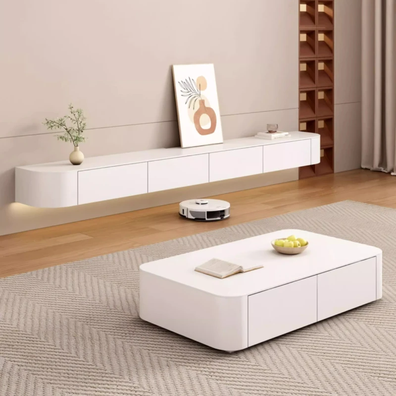 

White Ornament Tv Stand Cabinet Drawers Floating Shelf Living Room Tv Stand Modern Design Stojaki Telewizyjne Furnitures